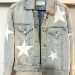 White leather star jean jacket